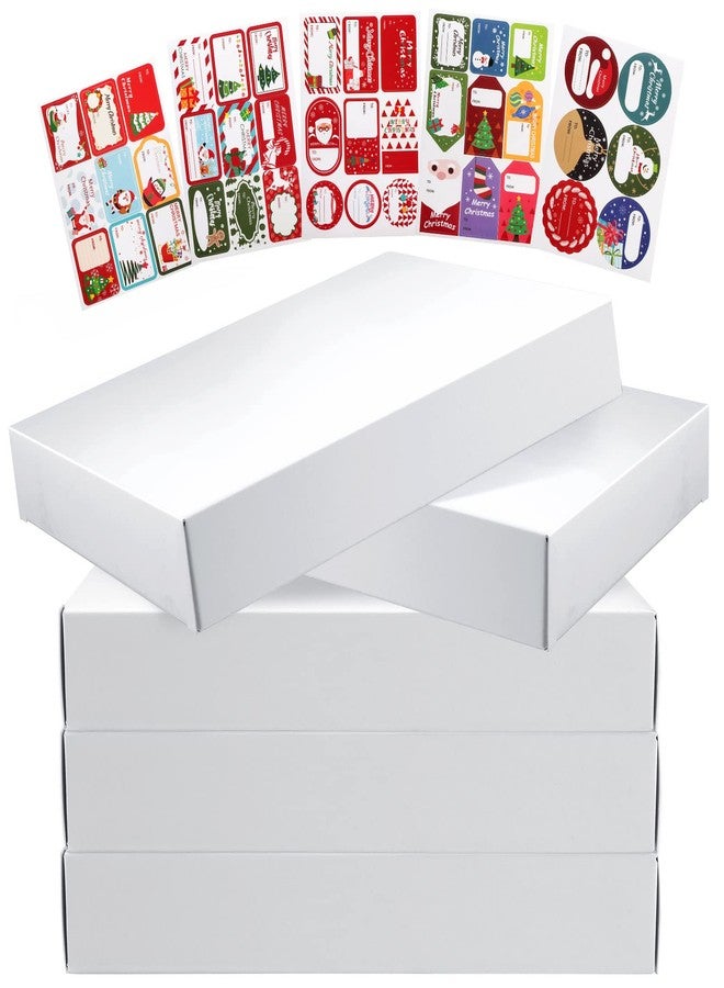 مارسبارك مجموعة مارسبارك المكونة من 20 صندوق تغليف هدايا أبيض لعيد الميلاد مع أغطية، مقاس 9 × 6.7 × 1.4 بوصة، لتغليف الملابس، بالإضافة إلى 6 أوراق من ملصقات الهدايا للعطلات وأعياد الميلاد. - Image 1